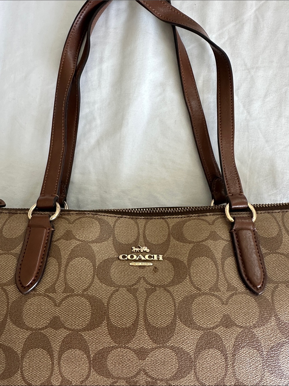 Coach Signature Canvas Tote in Brown and Dark Brown - Picture 3 of 16